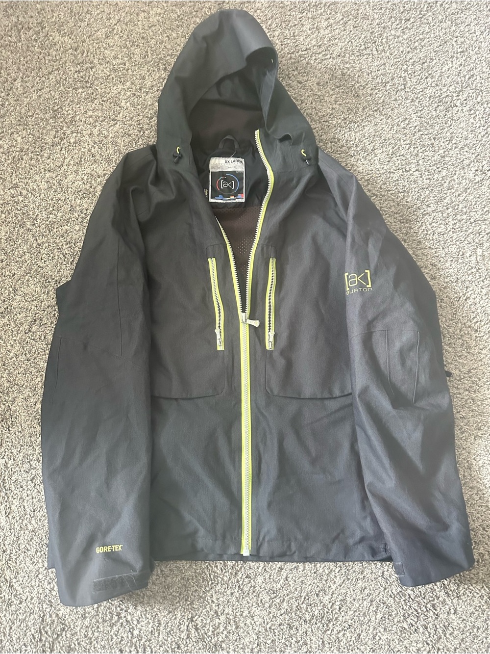 Burton [ak] Men's Black with Neon Yellow Trim Jacket XXL